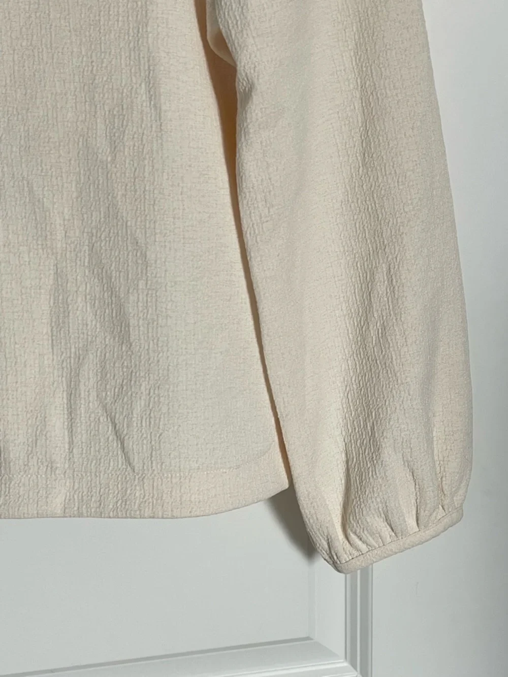 Madewell Antique Cream Crepe Square-Neck Puff-Sleeve Top Size XS 54368